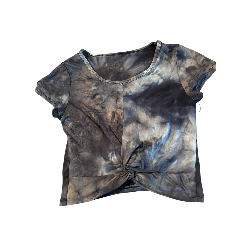 New Fashion Girls Gray Tie Dye Short Sleeve Crop Top Youth Size Large/XL